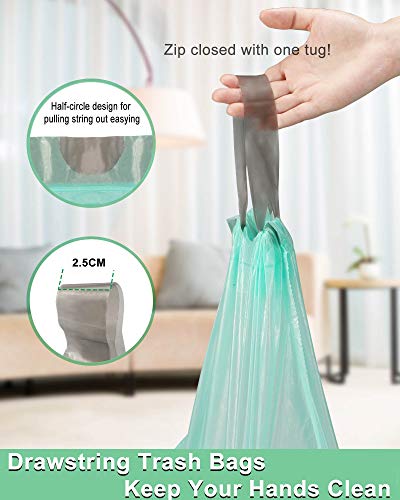 1.2 Gallon Trash Can Liners,125 Counts Drawstring Mini Trash Bags, Strong Small Compostable Trash Bags Small Bathroom Trash Bags for Home Kitchen Office Fit 4.5-5 Liter Trash Can,1-1.5 Gallon (Green)