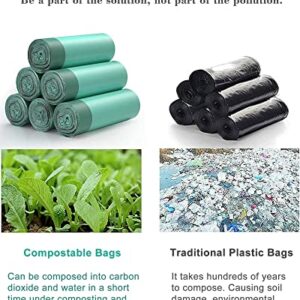 1.2 Gallon Trash Can Liners,125 Counts Drawstring Mini Trash Bags, Strong Small Compostable Trash Bags Small Bathroom Trash Bags for Home Kitchen Office Fit 4.5-5 Liter Trash Can,1-1.5 Gallon (Green)