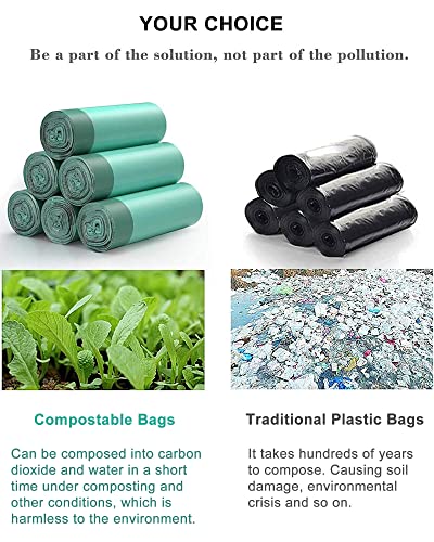 1.2 Gallon Trash Can Liners,125 Counts Drawstring Mini Trash Bags, Strong Small Compostable Trash Bags Small Bathroom Trash Bags for Home Kitchen Office Fit 4.5-5 Liter Trash Can,1-1.5 Gallon (Green)