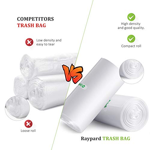 1.2 Gallon 320 Counts Strong Trash Bags Garbage Bags by RayPard, fit 5Liter, trash Bin Liners for Home Office Kitchen Bathroom Bedroom, Clear