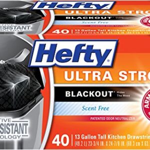 Hefty Ultra Strong Blackout Kitchen Trash Bags - 13 Gallon, 40 Count