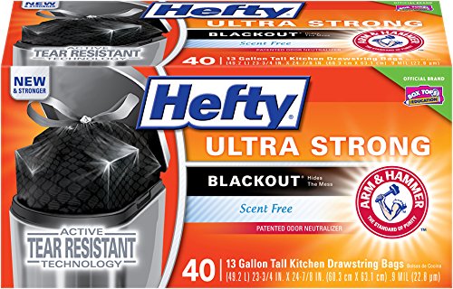 Hefty Ultra Strong Blackout Kitchen Trash Bags - 13 Gallon, 40 Count