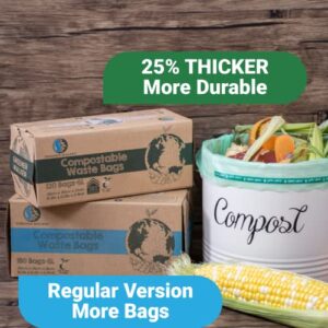 GREENER WALKER 25% Extra Thick Compostable Trash Bags, 1.6 Gallon-120Bags, Food Kitchen Waste Bags with EN13432 Certified