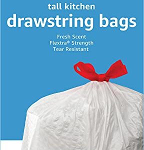 Amazon Basics Flextra Tall Kitchen Drawstring Trash Bags, Fresh Scent, 13 Gallon, 50 Count