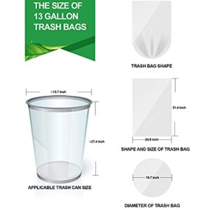 FORID Clear Medium Trash Bags - 13 Gallon Plastic Garbage Bags Tall Strong Can Liners 55 Liter Wastebasket Liners 50 Counts in 3 Rolls for Kitchen Home Office Camping