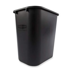 Rubbermaid Commercial Products Plastic Wastebasket/Trash Can, 7-Gallon/28-Quart, Black, for Bedroom/Bathroom/Office, Fits under Desk/Cabinet/Sink, Pack of 4