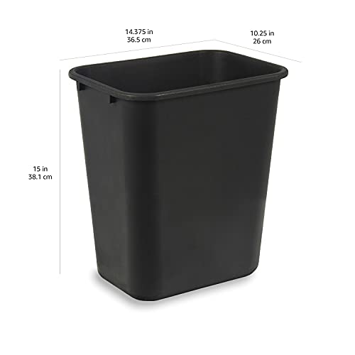 AmazonCommercial 7 Gallon Commercial Office Wastebasket, Black, 2-Pack