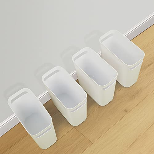 Vtopmart 4 Pack Plastic Small Trash Can, 1.5 Gallon/5.7 L Office Trash Can, White Trash Bin with Built-in Handle, Slim Waste Basket for Bathroom, Bedroom, Home Office, Living Room, Kitchen
