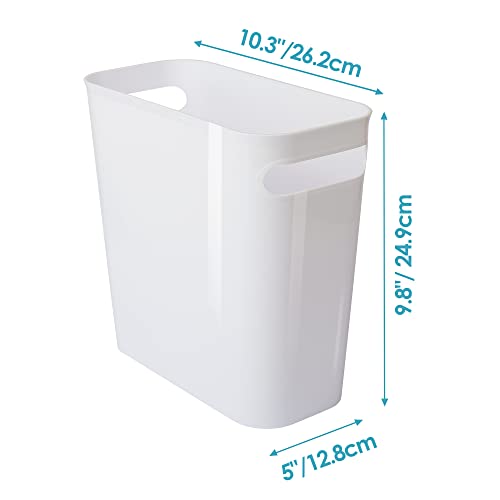 Vtopmart 4 Pack Plastic Small Trash Can, 1.5 Gallon/5.7 L Office Trash Can, White Trash Bin with Built-in Handle, Slim Waste Basket for Bathroom, Bedroom, Home Office, Living Room, Kitchen