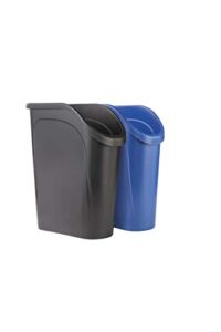 rubbermaid undercounter small trash can, 2 pack blue and black for recycling/waste, 6.4-gallon, fits under sink/desk/cabinet for use in kitchen/bathroom/office