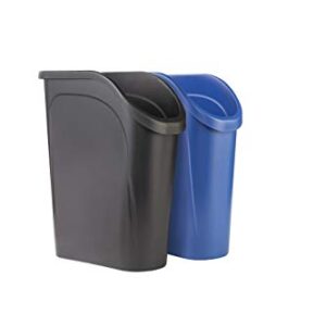 Rubbermaid Undercounter Small Trash Can, 2 Pack Blue and Black for Recycling/Waste, 6.4-Gallon, Fits under Sink/Desk/Cabinet for use in Kitchen/Bathroom/Office