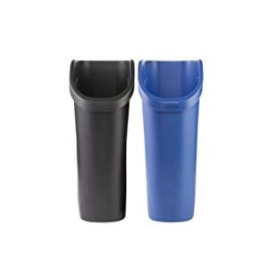 Rubbermaid Undercounter Small Trash Can, 2 Pack Blue and Black for Recycling/Waste, 6.4-Gallon, Fits under Sink/Desk/Cabinet for use in Kitchen/Bathroom/Office