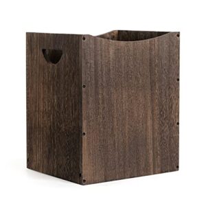 Wood Trash Can Rustic Farmhouse Style Wastebasket 5.28 Gallon Trash Can Medium Garbage Bin with Handle for Bathroom Kitchen Living Room Bedroom Office Trash Can