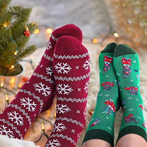 6 Pairs Men's Christmas Socks Novelty Christmas Socks Classic Santa Socks Xmas Holiday Crew Socks for Men Boys