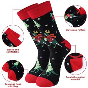 6 Pairs Men's Christmas Socks Novelty Christmas Socks Classic Santa Socks Xmas Holiday Crew Socks for Men Boys