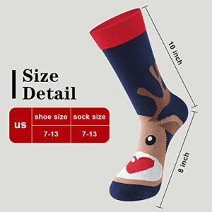 6 Pairs Men's Christmas Socks Novelty Christmas Socks Classic Santa Socks Xmas Holiday Crew Socks for Men Boys