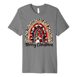 Merry Christmas Leopard Gnome Lover Rainbow Stocking Stuffer Premium T-Shirt