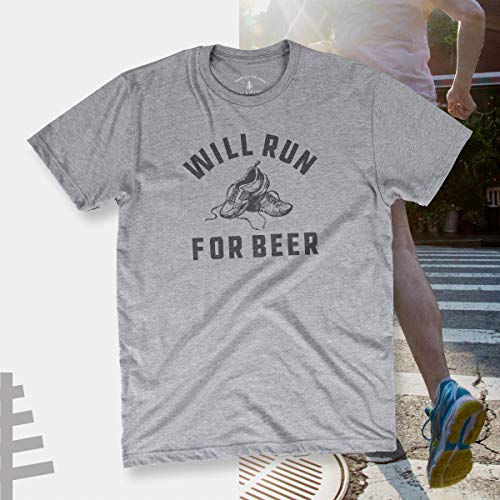 Magic Pine Will Run for Beer Funny Novelty Graphic T-Shirt for Runners