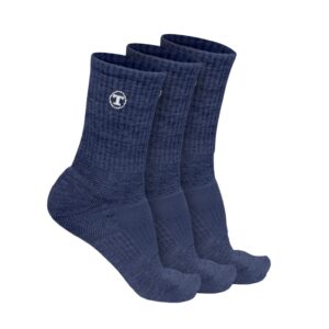 TBô Men's The Most Comfortable Bamboo Atheletic Cushion Crew Socks, Breathable, 3 Pack, Navy, OS