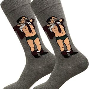 Balanced Co. Dwight Schrute Are You Wearing a Wire Dress Socks Rainn Wilson Funny Socks Crazy Socks (Dark Gray)