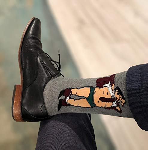 Balanced Co. Dwight Schrute Are You Wearing a Wire Dress Socks Rainn Wilson Funny Socks Crazy Socks (Dark Gray)