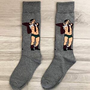 Balanced Co. Dwight Schrute Are You Wearing a Wire Dress Socks Rainn Wilson Funny Socks Crazy Socks (Dark Gray)