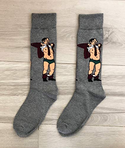 Balanced Co. Dwight Schrute Are You Wearing a Wire Dress Socks Rainn Wilson Funny Socks Crazy Socks (Dark Gray)