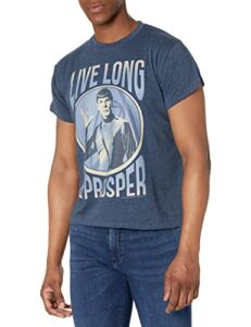 star trek men’s original series spock live long t-shirt, navy blue heather, 5x-large