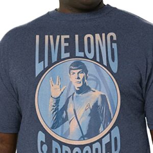 Star Trek Men's Original Series Spock Live Long T-Shirt, Navy Blue Heather, 5X-Large