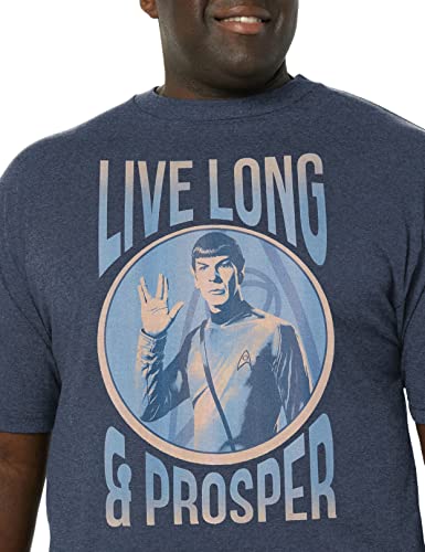 Star Trek Men's Original Series Spock Live Long T-Shirt, Navy Blue Heather, 5X-Large