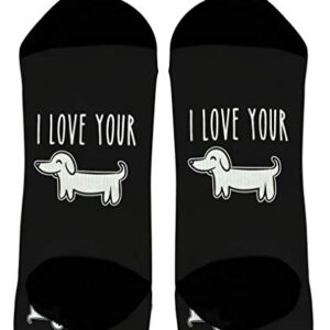 ThisWear Funny Valentines Gifts I Love Your Wiener Socks Girlfriend Boyfriend Gift 1-Pair Novelty Crew Socks