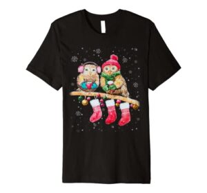 merry christmas owl santa scarf christmas stocking stuffer premium t-shirt