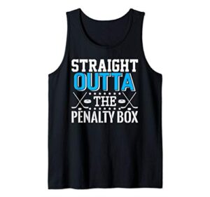 straight outta the penalty box funny hockey player tank top