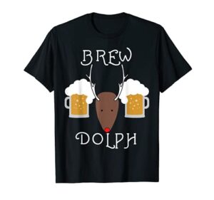 brew-dolph reindeer funny christmas tee for beer drinkers