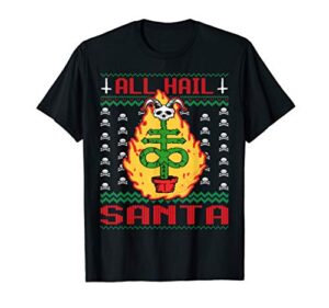 all hail santa gift 666 ugly sweater christmas satanic t-shirt
