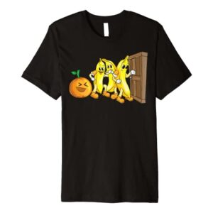 Funny Knock Knock 3 Bananas And Orange Cool Fruit Joke Gift Premium T-Shirt