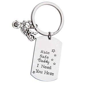 gifts for husband dad boyfriend, ride safe i need you here with me motor key chain dive safe keychain motorcycle birthday christmas gifts