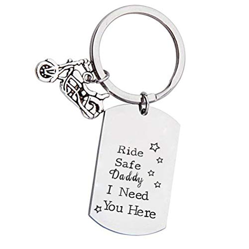 Gifts for Husband Dad Boyfriend, Ride Safe I Need You Here with Me Motor Key Chain Dive Safe Keychain Motorcycle Birthday Christmas Gifts