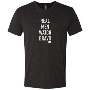real men watch bravo men’s tri-blend short sleeve t-shirt (x-large, vintage black)