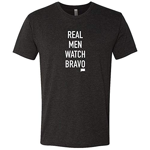 Real Men Watch Bravo Men's Tri-Blend Short Sleeve T-Shirt (X-Large, Vintage Black)