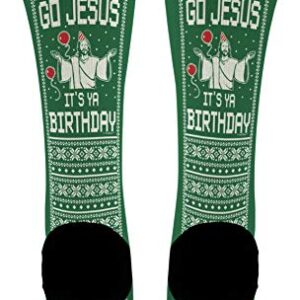 Christmas Joke Gifts Go Jesus It's Ya Birthday Winter Holiday Gift Socks 6-Pair Novelty Crew Socks