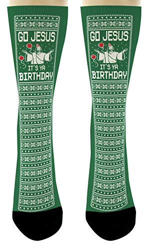 Christmas Joke Gifts Go Jesus It's Ya Birthday Winter Holiday Gift Socks 6-Pair Novelty Crew Socks