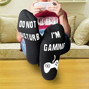 Do Not Disturb I'm Gaming Socks, Gaming Sock Funny Novelty Socks Teen Boys Mens Gamer Kids Gifts Cotton Socks Game Lovers Luminous (Ankle-1 Pair)