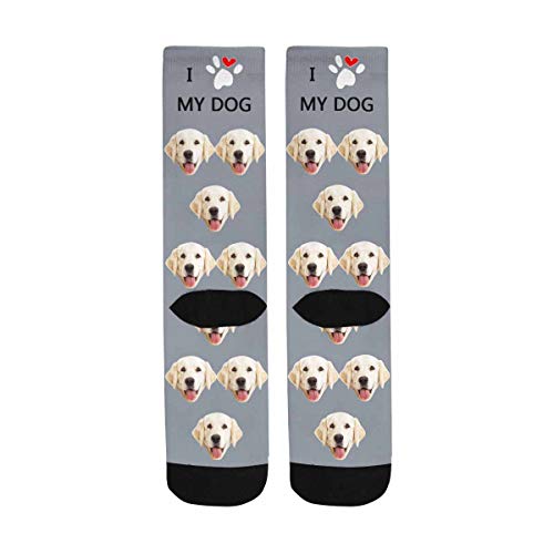 Custom Face Socks Prime I Love My Dog Cute Paw Crew Socks with Personalized Faces on Them