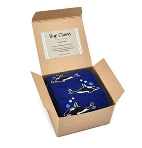 bop classy gift boxed men’s novelty crew socks single pair (killer whales)