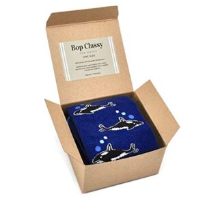 Bop Classy Gift Boxed Men's Novelty Crew Socks Single Pair (Killer Whales)