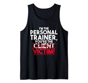 funny victim personal trainer fitness workout coach tank top