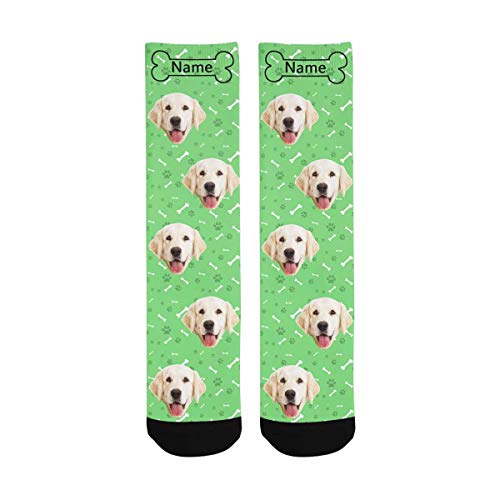 Custom Socks with Faces Paws and Bones Custom Name Personalized Printed Photo Crew Socks