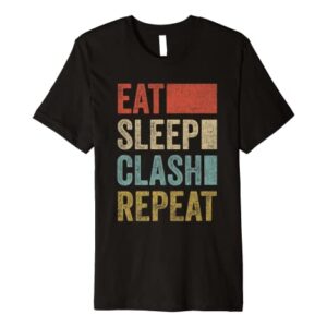 Eat Sleep Clash Repeat Vintage Gaming Clan Retro Clash Premium T-Shirt