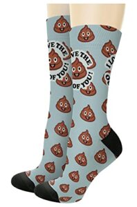 thiswear couples gifts for men i love the poop emoji out of you 1-pair novelty crew socks